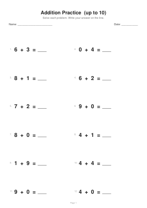 Сложение до 10 — 1 / 20