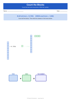 Place Value Worksheets — Grade 1 — 1 / 21